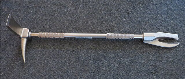 Halligan Tool, used by police to breach doors when required